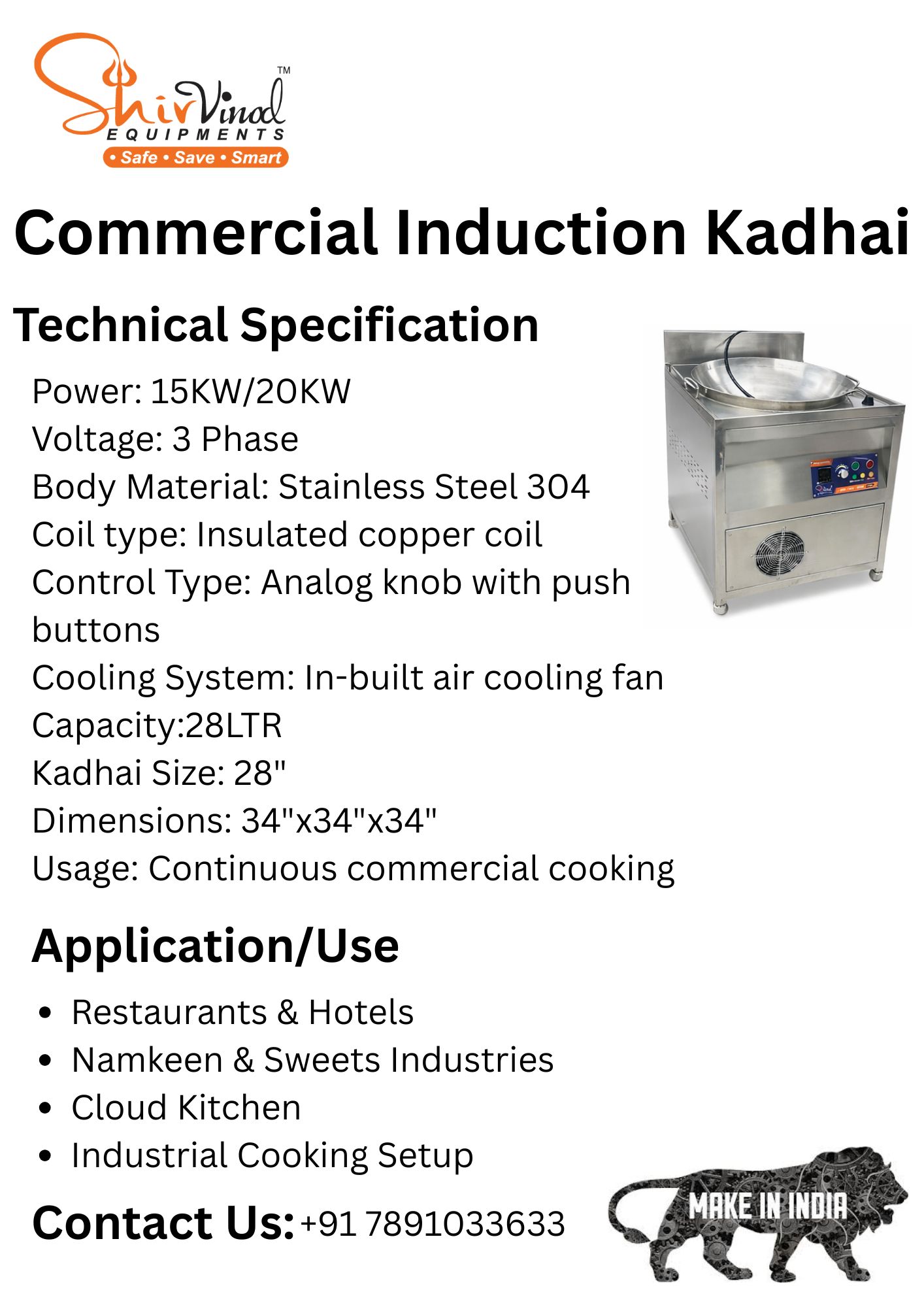 Deep Frying Induction Kadai - 28inch