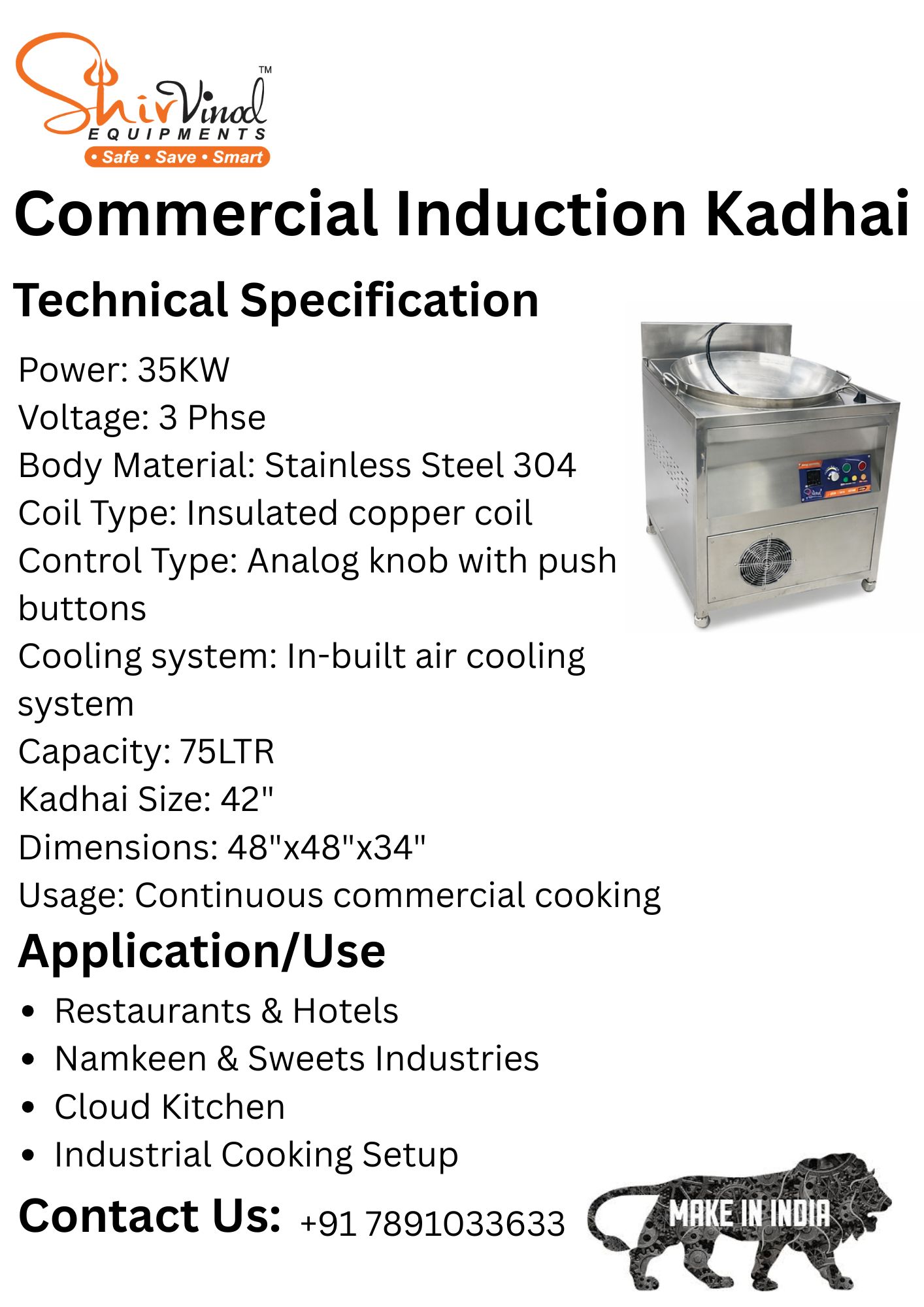Commercial Induction Kadai- 35KW